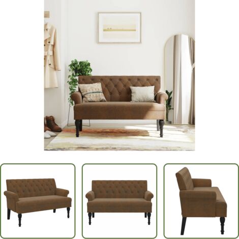 Banco de madera -  Banco con respaldo ante sintético marrón 120x62x75,5 cm