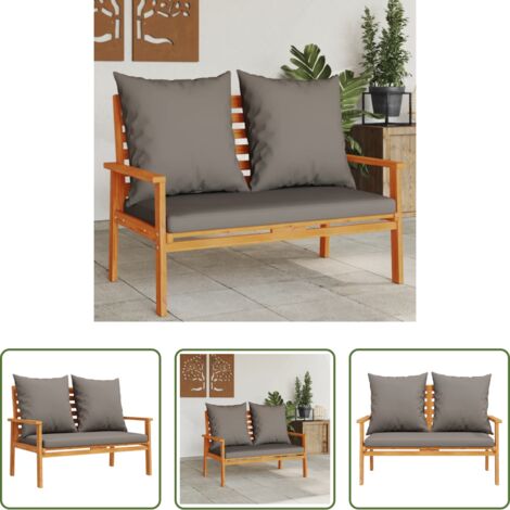 Banco de madera -  Banco sofá de jardín con cojines madera maciza de acacia 120 cm