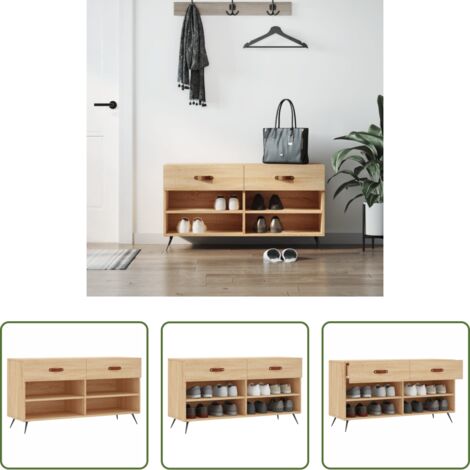 Banco de madera -  Banco zapatero madera de ingeniería roble Sonoma 102x35x55 cm
