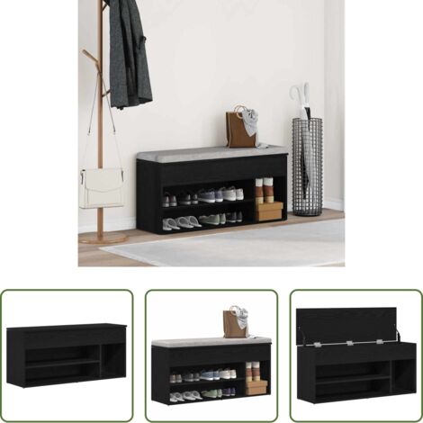Banco de madera -  Banco zapatero roble negro 102x30,5x45 cm madera de ingeniería