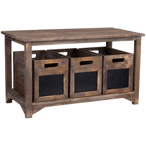 Banco de madera con 3 cajones 90x45x51h cm