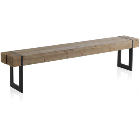Banco De Madera Con Patas De Metal