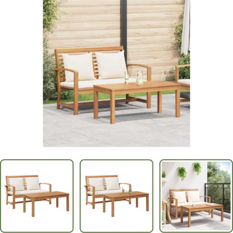 Banco de madera -  Conjunto de Banco de Jardín y Mesa con Cojín con cojín 2 Pieza