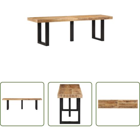 Banco de madera maciza -  Banco de madera maciza de mango rugosa y acero 160 cm