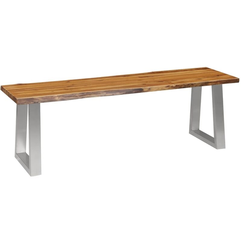 

Banco de madera maciza de acacia y acero inoxidable 140 cm - Marrón
