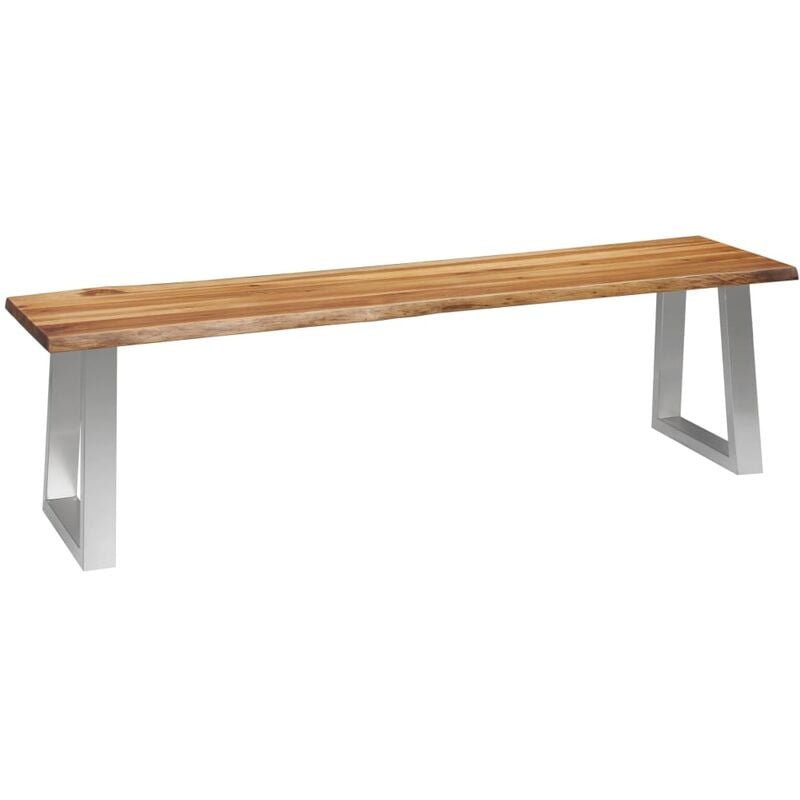 

Banco de madera maciza de acacia y acero inoxidable 160 cm