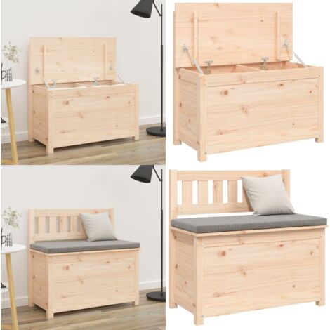 Banco de madera maciza de pino 80x41x77 cm - Banco de pino - Banco de almacenamiento