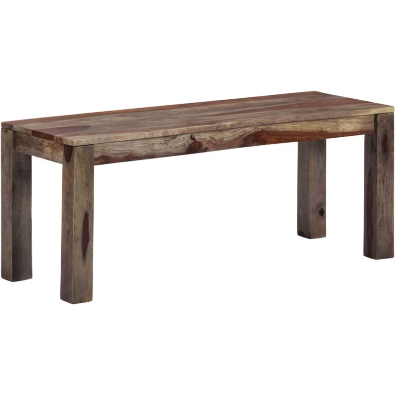 

vidaXL Madera Maciza de Sheesham Banco Gris 110 cm - Gris