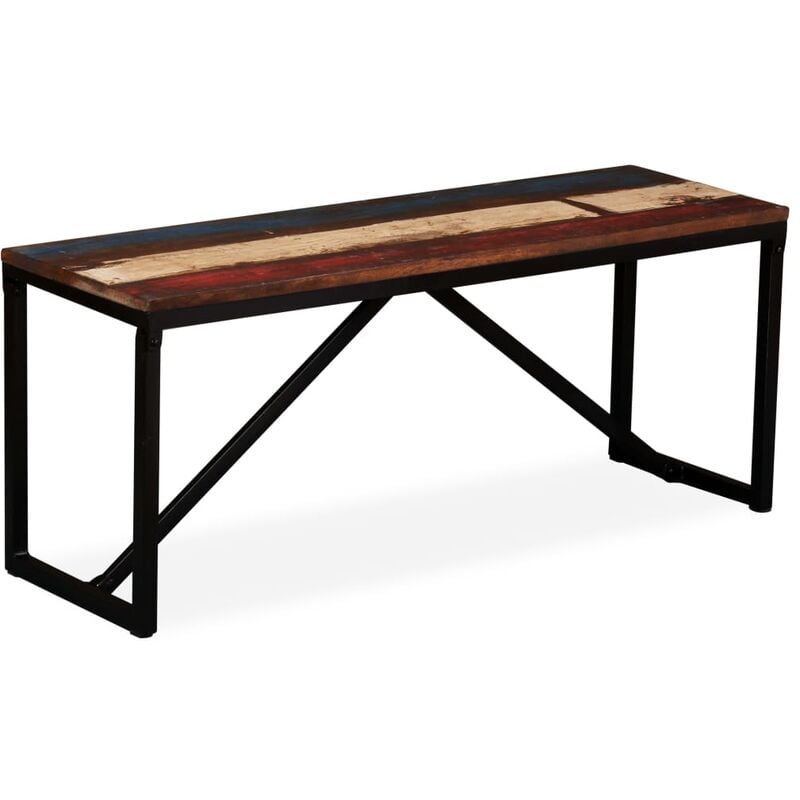 

Banco de madera maciza reciclada 110x35x45 cm - Multicolor