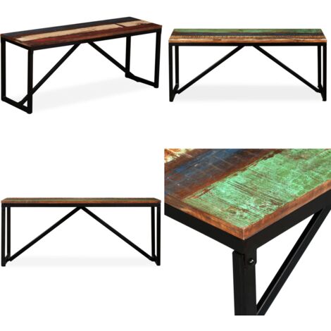 Banco de madera maciza reciclada 110x35x45 cm - Madera reciclada - Banco industrial