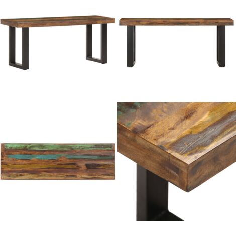 Banco de madera maciza reciclada y acero 110 cm - Banco industrial - Banco de madera maciza