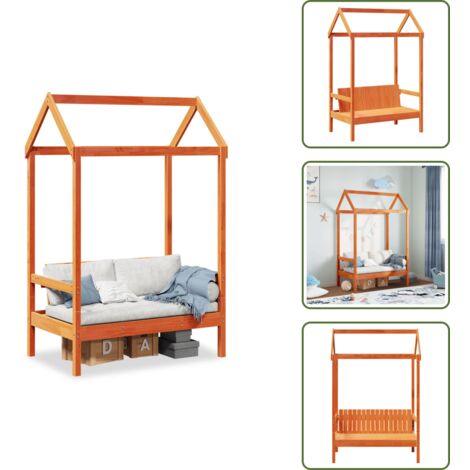 Banco de madera maciza - vidaXL Banco con techo madera maciza pino marrón cera 117,5x70x176,5cm - Banco de madera cera