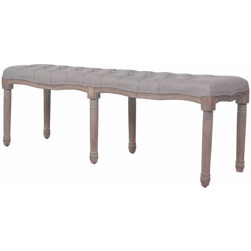 

Banco de madera maciza y lino gris claro 150x40x48 cm