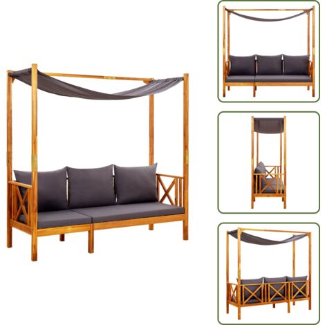 Banco de madera - vidaXL Banco de jardín con toldo madera maciza de acacia - Banco de acacia