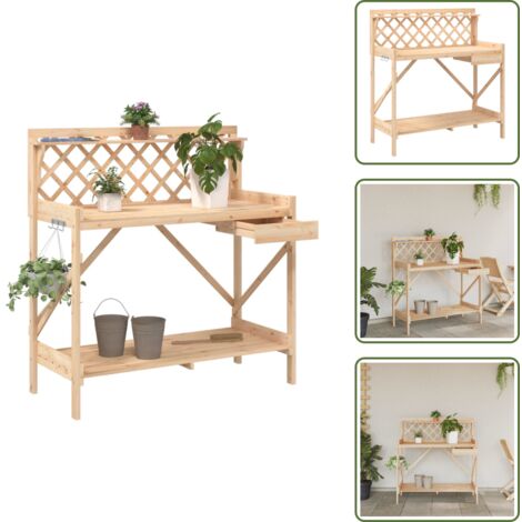 Banco de madera - vidaXL Banco para macetas con enrejado de madera maciza de abeto - Banco para terraza