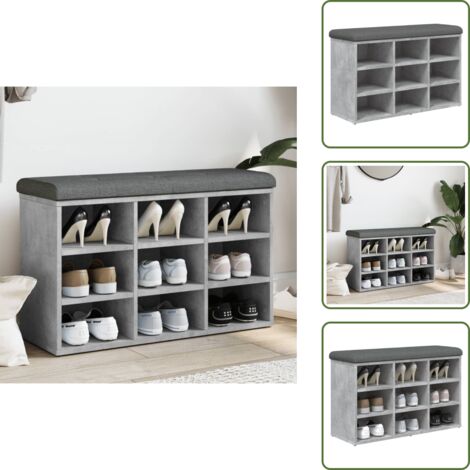Banco de madera - vidaXL Banco zapatero madera de ingeniería gris hormigón 82x32x50 cm - Banco de calzado