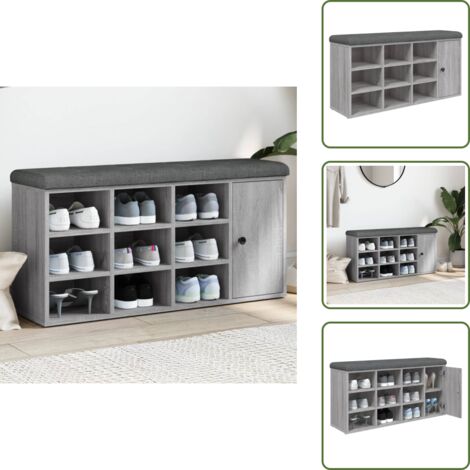 Banco de madera - vidaXL Banco zapatero madera de ingeniería gris Sonoma 102x32x50 cm - Banco de calzado