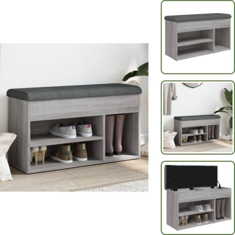 Banco de madera - vidaXL Banco zapatero madera de ingeniería gris Sonoma 82x32x45,5 cm - Banco de calzado