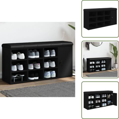 Banco de madera - vidaXL Banco zapatero madera de ingeniería negro 102x32x50 cm - Banco de calzado