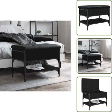 Banco de madera - vidaXL Banco zapatero madera de ingeniería negro 62x42x45 cm - Banco de calzado