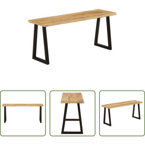 Banco de mango -  Banco con borde natural de madera de mango maciza 105 cm