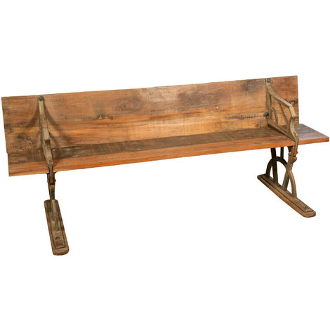 Banco de mesa de madera y hierro fundido L175xPR73xH72 cm, Muebles de exterior.