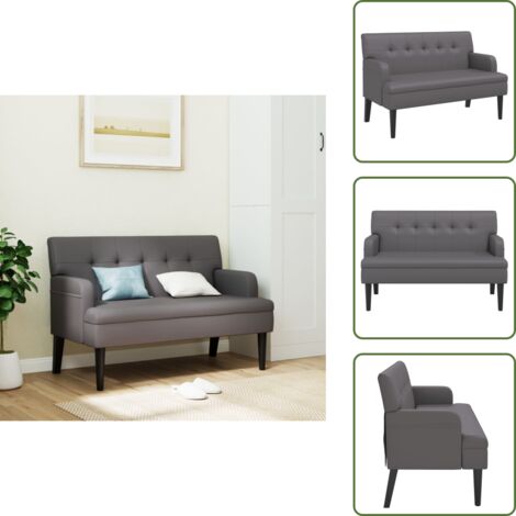 Banco de oficina - vidaXL Banco con respaldo cuero sintético gris 112x65,5x75 cm - Banco de sala