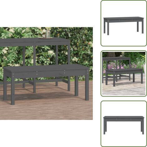 Banco de parque - vidaXL Banco de jardín madera maciza de pino gris 109x44x45 cm - Banco de madera