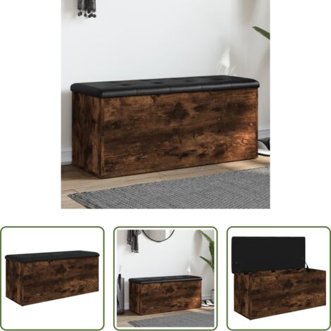 Banco de pasillo -  Banco almacenaje madera ingeniería roble ahumado 102x42x45 cm