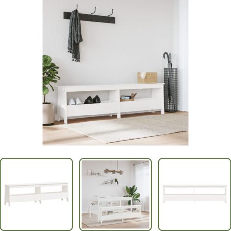Banco de pasillo -  Banco de recibidor madera maciza de pino blanco 160x28x45 cm