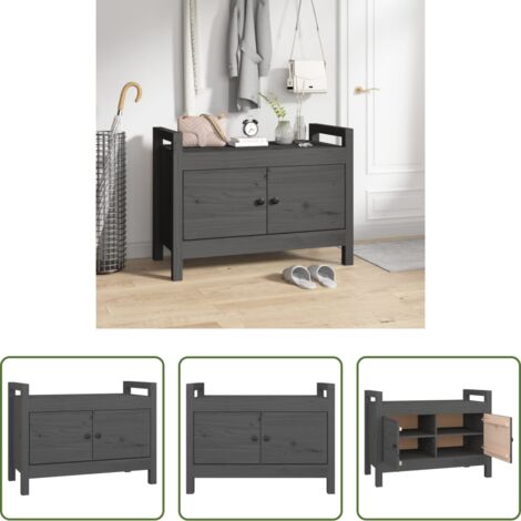 Banco de pasillo -  Banco de recibidor madera maciza de pino gris 80x40x60 cm