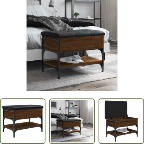 Banco de pasillo -  Banco zapatero madera de ingeniería marrón roble 62x42x45 cm