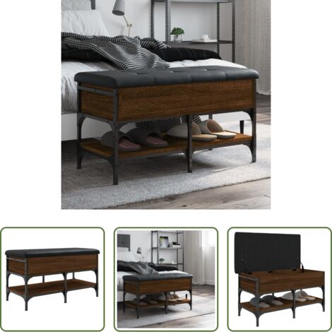Banco de pasillo -  Banco zapatero madera de ingeniería marrón roble 82x42x45 cm