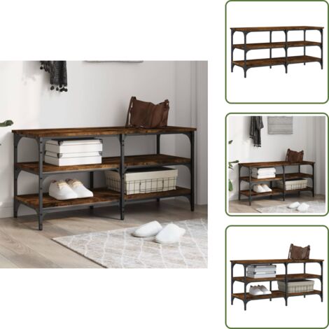 Banco de pasillo - vidaXL Banco zapatero madera ingeniería roble ahumado 100x38,5x49 cm - Estantes para zapatos