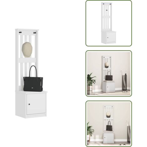 Banco de pasillo - vidaXL Perchero de entrada SANDNES madera pino blanco 45x40x159,5 cm - Almacenamiento de entrada
