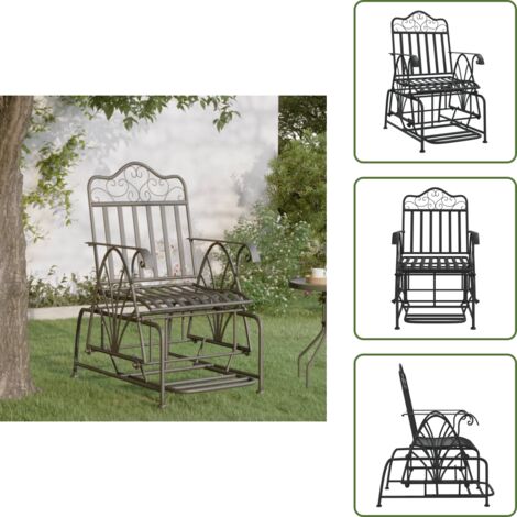 Banco de patio - vidaXL Banco balancín de acero negro 61 cm - Banco de balanceo