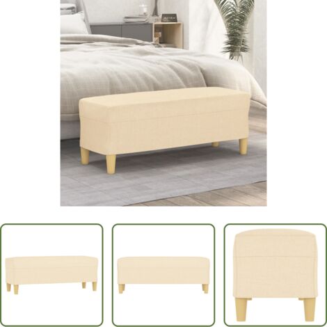 Banco de pie -  Banco de tela color crema 100x35x41 cm
