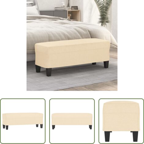 Banco de pie -  Banco de tela color crema 100x35x41 cm
