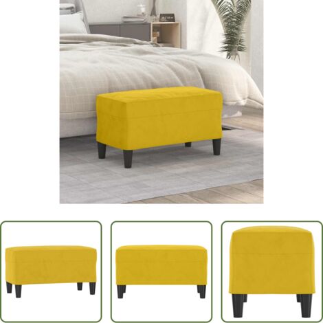 Banco de pie -  Banco de terciopelo amarillo 70x35x41 cm