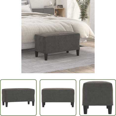 Banco de pie -  Banco de terciopelo gris oscuro 70x35x41 cm