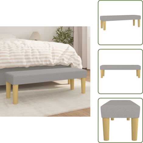 Banco de pie de cama - vidaXL Banco de tela gris claro 100x30x30 cm - Banco de asiento