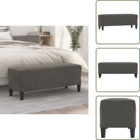 Banco de pie de cama - vidaXL Banco de terciopelo gris oscuro 100x35x41 cm - Banco de pie
