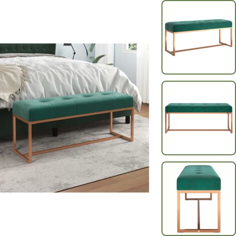 Banco de pie de cama - vidaXL Banco de terciopelo verde oscuro 110x36x45 cm - Banco de asiento