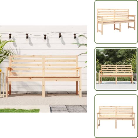 Banco de pino - vidaXL Banco de jardín madera maciza de pino 159,5x48x91,5 cm - Banco de terraza