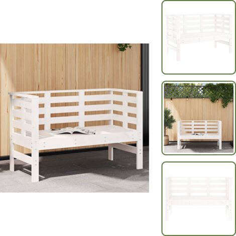 Banco de pino - vidaXL Banco de jardín madera maciza de pino blanco 111,5x53x71 cm - Banco de jardín blanco