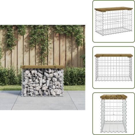 Banco de pino - vidaXL Banco jardín diseño gavión madera pino impregnada 63x31,5x42 cm - Banco de gavión