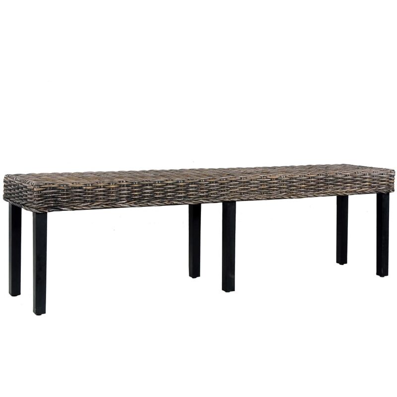 

Banco de ratán kubu y madera maciza de mango negro 160 cm