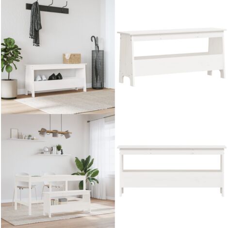 Banco de recibidor blanco 100x28x45 cm madera maciza de pino - Banco de madera - Banco de recibidor