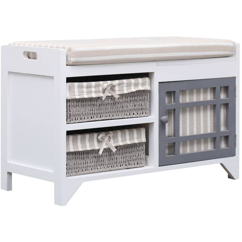 

vidaXL Madera de Paulownia Banco de Recibidor Blanco Marrón 70x33,5x45 cm - Blanco