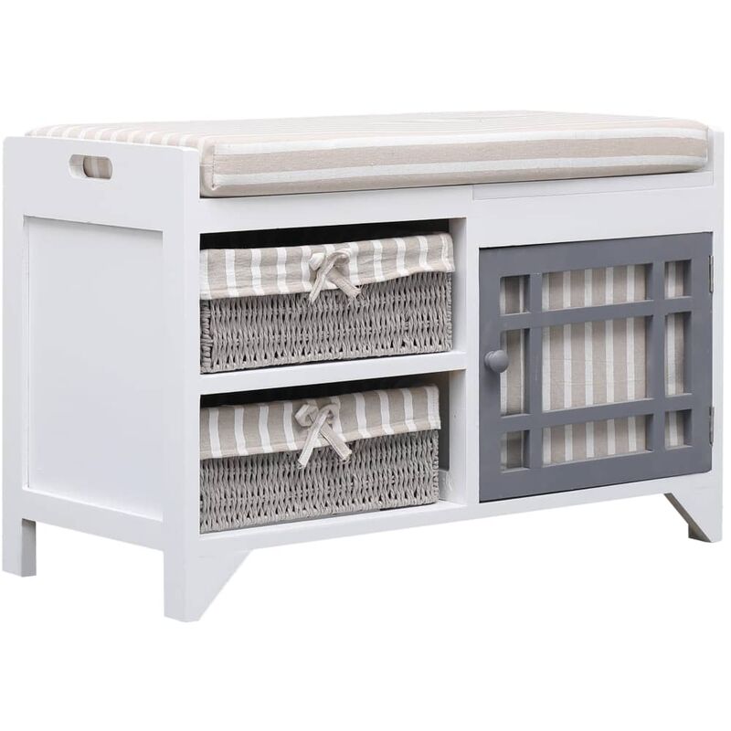 

Banco de recibidor de madera de Paulownia blanco 70x33,5x45 cm
